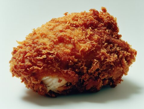 Crispy whole chicken katsu on white background