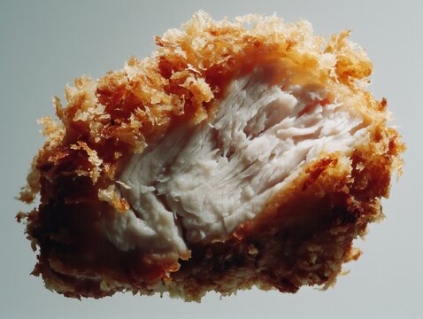 Detailed texture of juicy chicken katsu cutlet