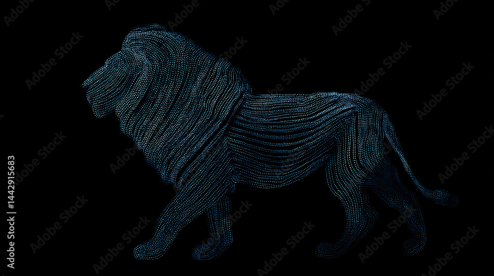 Poster seventh variation of lion motif with minimal line design.