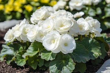 Obraz premium Cluster of white flowers, vibrant green foliage