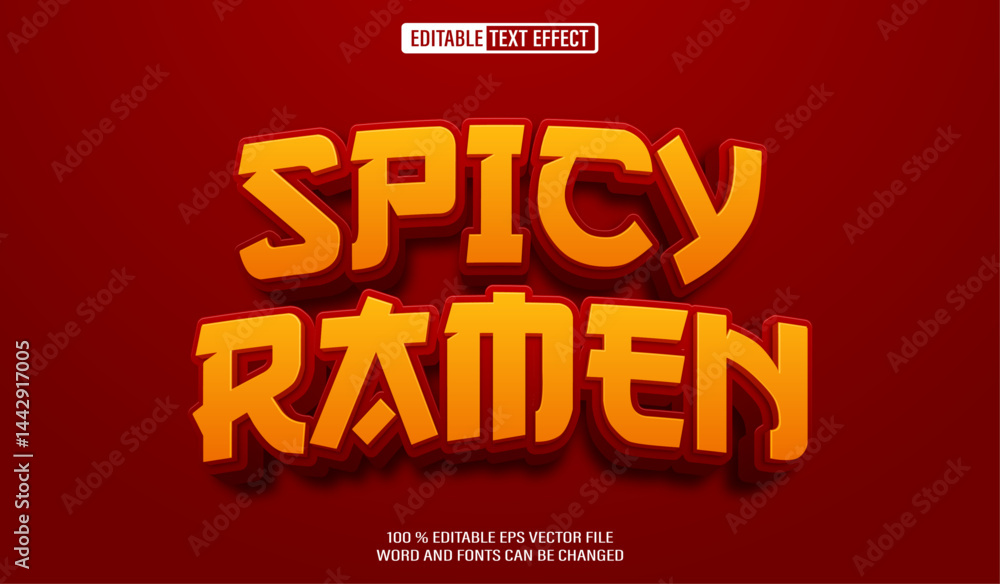Poster editable 3d text style effect - spicy ramen text effect template
