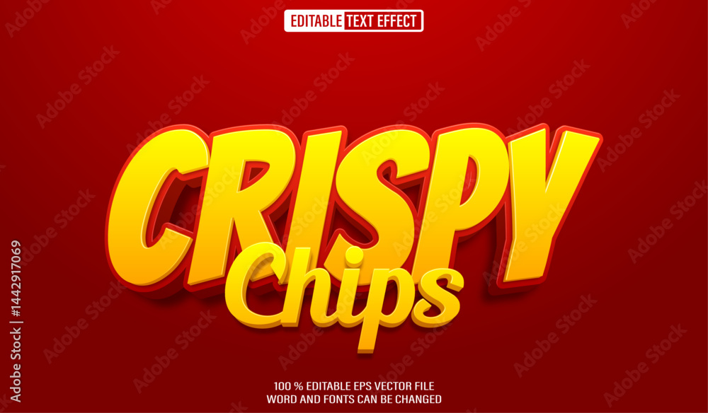Poster editable 3d text style effect - crispy chips text effect template