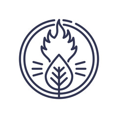 Leaf and flame symbolizing bioenergy and sustainable energy.