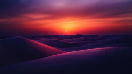 Radiant twilight blankets sweeping desert dunes