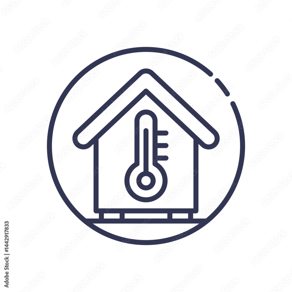 Poster house with thermometer symbolizing efficient heating solutions.