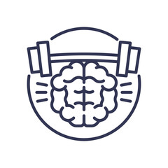 Brain lifting weights symbolizes mental effort and cognitive strength.
