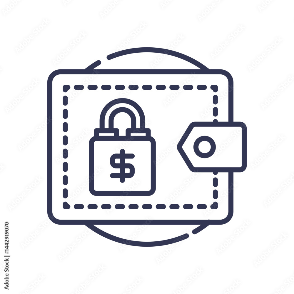 Poster wallet with a lock symbolizing secure financial transactions.