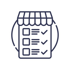 Storefront with checklist symbolizes organized online listings.