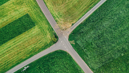 Geometric Farmland at Rural Crossroad