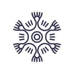 Abstract symbol with radiating arms, representing adaptability and interconnectedness.