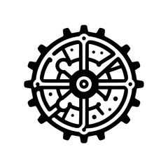 Abstract Geometric Gear and Circuit Fusion Icon - Technical Digital Symbol Illustration