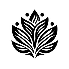 Minimalist Black Abstract Floral Emblem Icon Design