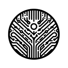 Abstract Circular Circuit Board Pattern Icon