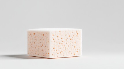 Light peach-colored cube, porous texture