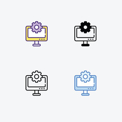 Setting  icons set in different style vector stock illustration