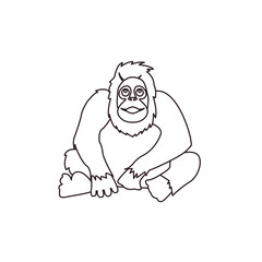 Naklejka premium Orangutan animal vector illustration emoji symbol sign icon flat design