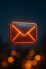 Fototapeta premium Bright Glowing Envelope Symbol With a Dark Background Showcasing Digital Communication