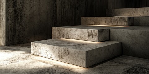 Modern Concrete Steps in a Minimalist Interior Design