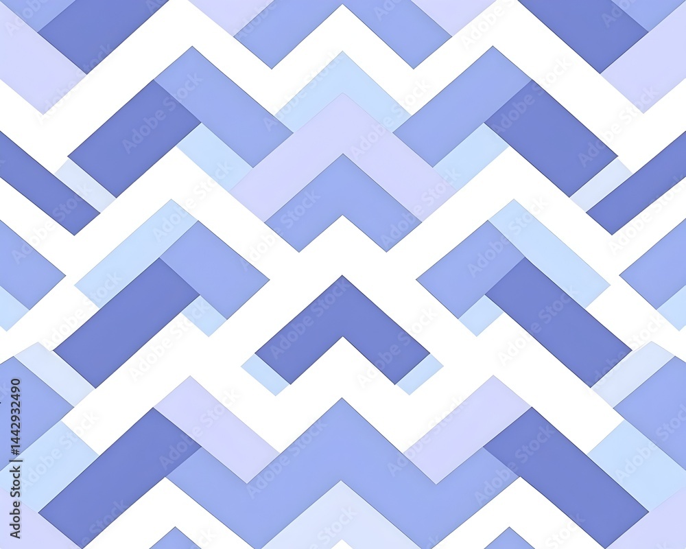 Poster abstract geometric pattern in shades of blue and white, featuring interlocking angular shapes creati