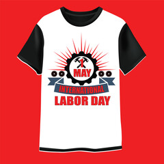 Abstract splash style vector colourfull and fashionable May Day t-shirt design for man and women. May 1st Day celebrate t-shirt design template.