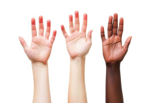 Hand show five finger isolated on white background PNG