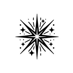 Fototapeta premium Stylized Black Star Burst Sparkle Icon Graphic Isolated on White