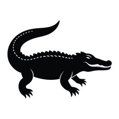 Crocodile vector silhouette on white background 