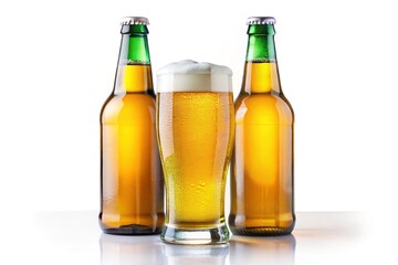 Beer Bottle and Glasses - Isolated Product Photography