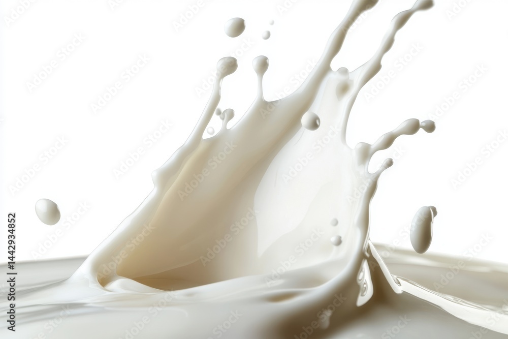Aufkleber a close up of milk splashing and creating a crown shape against a white background in studio shot