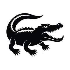 Crocodile vector silhouette on white background 