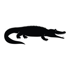 Naklejka premium Crocodile vector silhouette on white background 