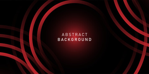 Red abstract background with glowing circles. Swirl circular lines pattern. Geometric spiral. Twirl element. Modern graphic design. Futuristic technology concept. Vector illustration