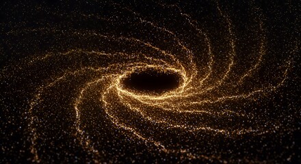 Golden Galactic Vortex: A mesmerizing swirl of cosmic dust and light