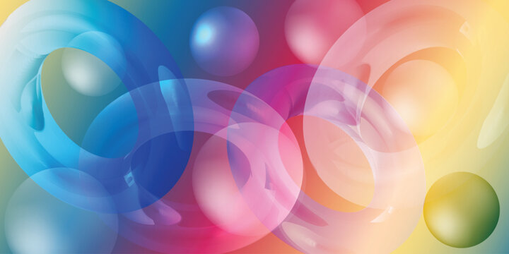 Minimalist 3D Glassmorphism Gradient Overlay Background, Geometric Circle Shapes, Abstract Glass Effect Banner Design for Brochure, Cover, Poster, Website, Header, Social Media ‍, and UI UX Design