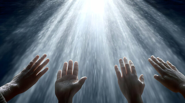 hands in unity with light shining from above