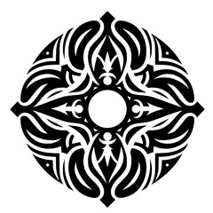 Obraz premium Bold Symmetrical Abstract Circle Design: Tribal Inspired Graphic Art Motif
