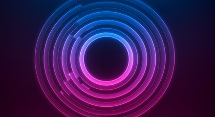 Abstract Neon Circles: Glowing concentric rings of vibrant pink and blue hues on a dark background, creating a mesmerizing visual effect.