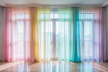 Obraz premium Pastel Sheer Curtains Calm Tranquility