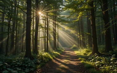 Obraz premium Sunlit Forest Path