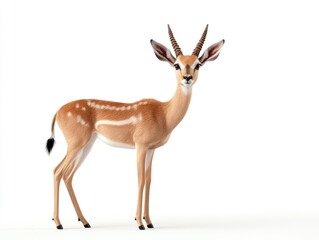 Fototapeta premium Antelope facing forward against a white backdrop