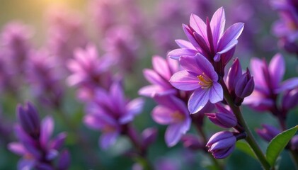 Fototapeta premium Vibrant purple Erica flowers, close-up detail , botany, macro photography