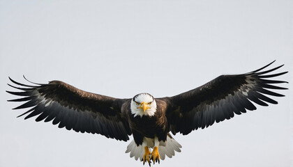 Obraz premium Majestic Bald Eagle Soaring in Flight with White Headband, Wildlife Bird of Prey in Nature, USA National Symbol
