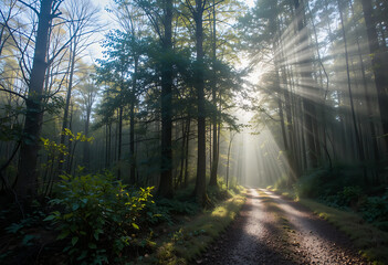 Obraz premium Sunlit Forest Path