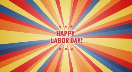 Fototapeta premium Radial Burst: Labor Day Celebration in Retro Patriotic Hues with Star Accents.