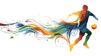 Obraz premium abstract drawn silhouette of a man with a ball decorated with lines and patterns