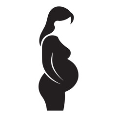 No pregnant icon symbol Vector Black silhouettes. with white background