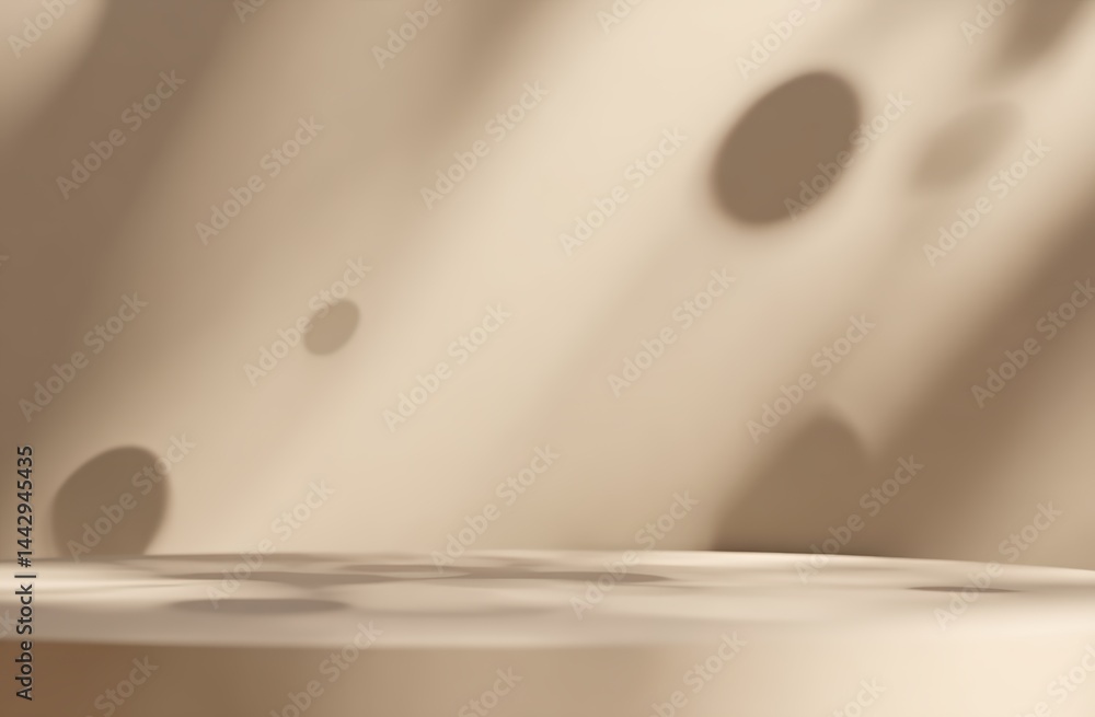 Poster a soft beige background with round light and shadow patterns creating an abstract, minimalistic surf