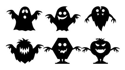 Obraz premium Spooky Halloween Silhouettes Ghosts Monsters and Haunted Figures