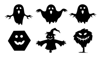 Spooky Halloween Silhouettes Ghosts  Monsters and Haunted Figures