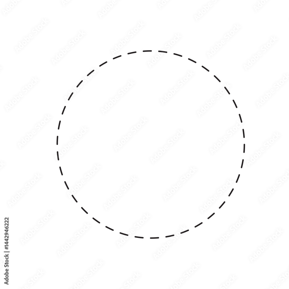 Poster dashed circle shape isolated on white background. basic geometric round figure with dashed line. cut